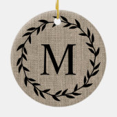 Décoration En Céramique Rustic Farmhouse Style Burlap Vacances Monogrammes (Dos)