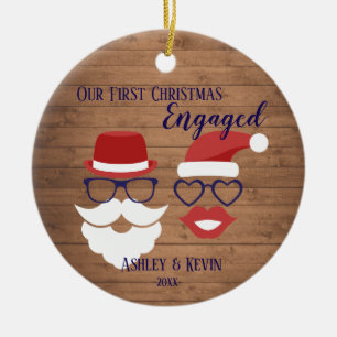 Décoration En Céramique Rustic Mustache Lips drôle 1er Noël engagé