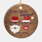 Décoration En Céramique Rustic Mustache Lips drôle 1er Noël engagé (Dos)