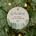 Décoration En Céramique Rustic Pine Trees Winter Forest Godmothers<br><div class="desc">Gift for Godparent Proposal from Godchild for Christening,  Baptism,  Christmas.</div>