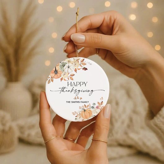 Décoration En Céramique Rustic Pumpkins Thanksgiving Dinner Ornament