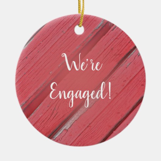 Décoration En Céramique Rustic Red Barn Wood Fiançailles (Devant)