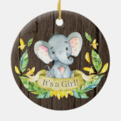 Décoration En Céramique Rustique fille éléphant Baby shower Jaune (Dos)