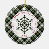 Décoration En Céramique Rustique Vert Blanc Noir Tartan Chèques Snowflakes (Devant)