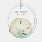 Décoration En Céramique Sable Dollar Beach Nom et anniversaire (Gauche)