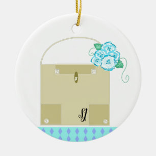 Décoration En Céramique Sac à main taupe avec monogramme