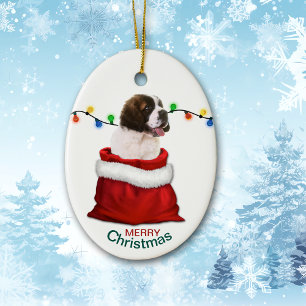 Décoration En Céramique Sac cadeau St Bernard Puppy Chien en vacances
