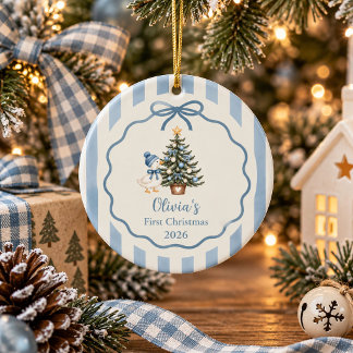 Décoration En Céramique Sage Blue Silly Goose Baby Premier Noël