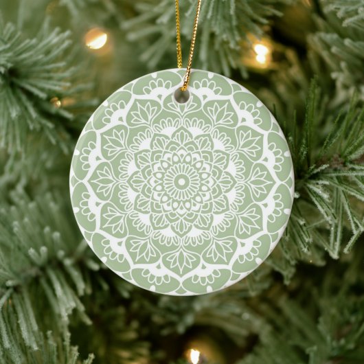 Décoration En Céramique Sage Green Mandala Boho Chic Flower (Arbre)