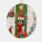 Décoration En Céramique Saint Bernard Chien Noël (Gauche)