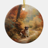 Décoration En Céramique Saint Bernard en automne Feuilles Automne automne  (Devant)