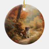 Décoration En Céramique Saint Bernard en automne Feuilles Automne automne  (Dos)