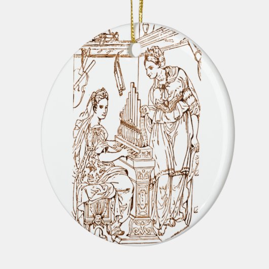 Décoration En Céramique Saint Cecilia avec Sainte Catherine d'Alexandrie (Gauche)