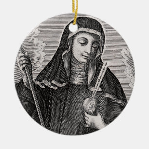 Décoration En Céramique Saint Gertrude le Grand Allemand bénédictin mystiq