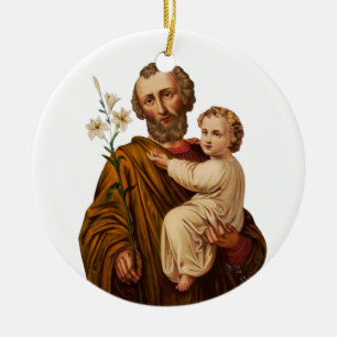 Décoration En Céramique Saint Joseph gardien de la Sainte Famille