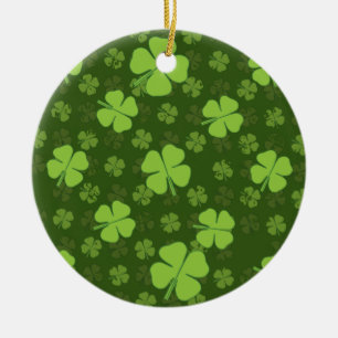 DÉCORATION EN CÉRAMIQUE SAINT PATRICKS QUATRE HORLOGE FEUILLE