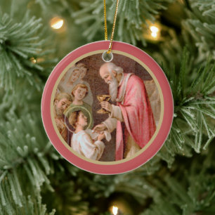 Décoration En Céramique Saint Tarcisius recevant l'Eucharistie (BL 02) x2