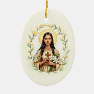Décoration En Céramique Sainte Kateri Tekakwitha Paix et Bénédictions de D