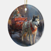 Décoration En Céramique Saison de Noël du Malamute de l'Alaska (Gauche)