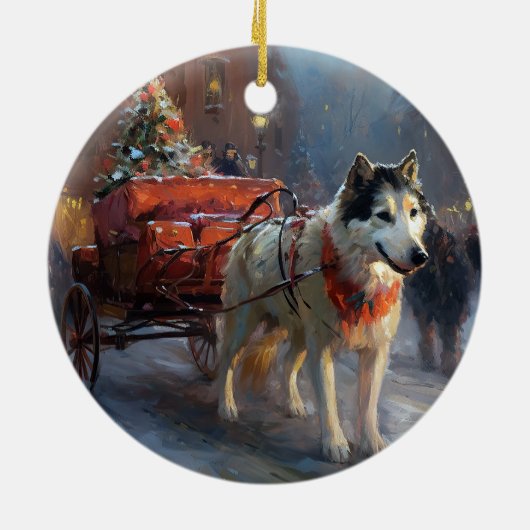 Décoration En Céramique Saison de Noël du Malamute de l'Alaska (Dos)