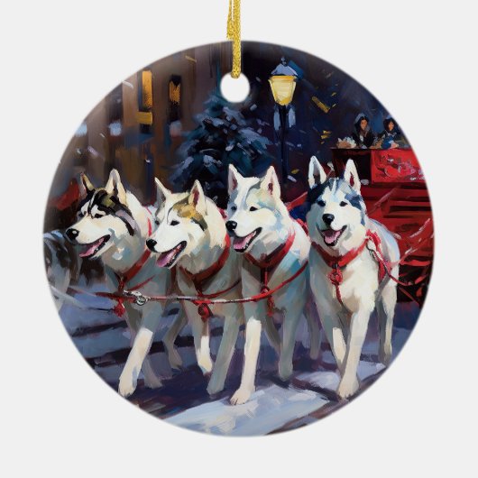 Décoration En Céramique Saison de Noël Sibérienne Husky (Dos)