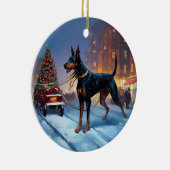 Décoration En Céramique Saison Festive de Noël Doberman (Droite)