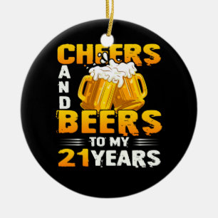 Décoration En Céramique Salutations Et Bières À Mes 21 Ans Cadeau 21E An
