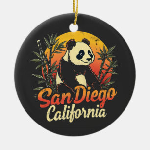 Décoration En Céramique San Diego California Retro Sunset Panda Vintage