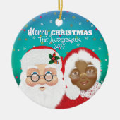 Décoration En Céramique Santa and Mrs Claus Biracial Christmas (Devant)