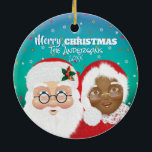 Décoration En Céramique Santa and Mrs Claus Biracial Christmas<br><div class="desc">Santa and Mrs. Claus are Merry and Bright.</div>
