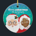 Décoration En Céramique Santa and Mrs Claus Biracial Christmas<br><div class="desc">Santa and Mrs. Claus are Merry and Bright.</div>