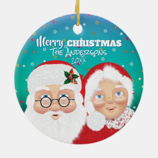 Décoration En Céramique Santa and Mrs Claus Christmas Holiday (Dos)