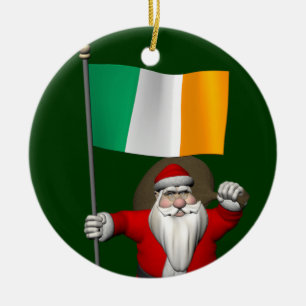 Décoration En Céramique Santa Claus Avec L'Ensigne D'Irlande