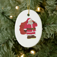Santa Claus en rouge avec sac cadeau et lunettes