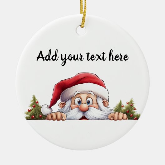 Décoration En Céramique Santa Claus Peeking Arbre de Noël (Devant)