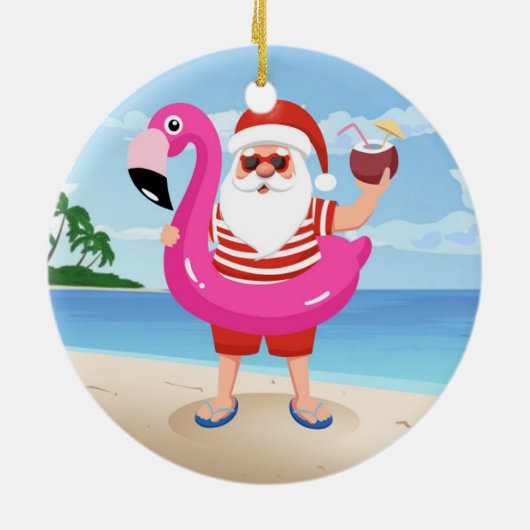 Décoration En Céramique Santa Claus with flamingo (Dos)