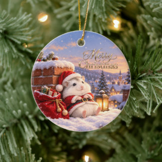 Décoration En Céramique Santa Hamster Christmas Delivery Ornament