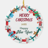 Décoration En Céramique Santa Hat Rottweiler Puppy Bone Wreath (Dos)