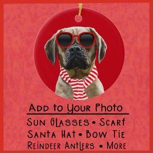 Décoration En Céramique Santa Hat Scarf Plus ajouté à votre photo de chien