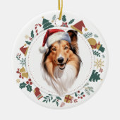 Décoration En Céramique Santa Hat Shetland Sheepdog Christmas Wreath (Devant)