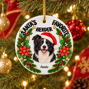 Décoration En Céramique Santa personnalisé, le préféré des éleveurs Border