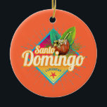 Décoration En Céramique Santo Domingo Caribbean Dominican Republic Retro<br><div class="desc">Santo Domingo capital of Dominican Republic in Caribbean sunset vintage souvenir for beach vacation. Santo Domingo with retro coconut in the Dominican Republic as a souvenir for the ocean and beach. Santo Domingo Lifestyle for Backpackers and Caribbean Trips. Santo Domingo in the Caribbean and capital of the Dominican Republic Vintage...</div>