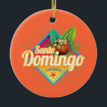 Décoration En Céramique Santo Domingo Caribbean Dominican Republic Retro<br><div class="desc">Santo Domingo capital of Dominican Republic in Caribbean sunset vintage souvenir for beach vacation. Santo Domingo with retro coconut in the Dominican Republic as a souvenir for the ocean and beach. Santo Domingo Lifestyle for Backpackers and Caribbean Trips. Santo Domingo in the Caribbean and capital of the Dominican Republic Vintage...</div>