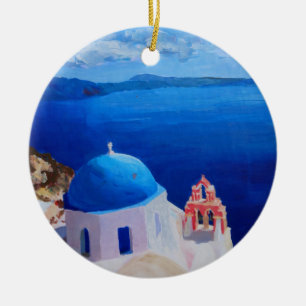 Décoration En Céramique Santorini, Grèce - vue d'Oia