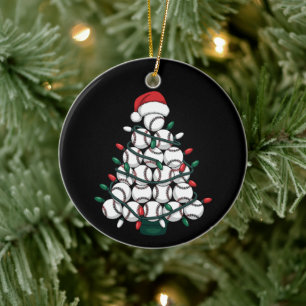 Décoration En Céramique Sapin de Noël Baseball Santa Sports
