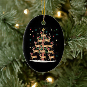 Décoration En Céramique Sapin de Noël Cerf Drôle de Vacances Renne Mignon 