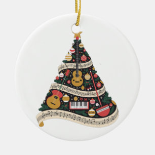 Décoration En Céramique Sapin de Noël fait d'instruments de musique