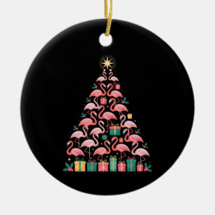 Décoration En Céramique Sapin de Noël Flamant Rose Mignon Vacances de Noël