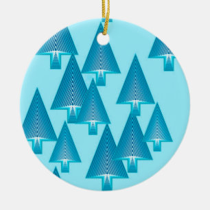 Décoration En Céramique Sapins de Noël métalliques modernes - bleu ciel