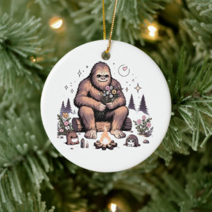 Décoration En Céramique Sasquatch Holding Flowers